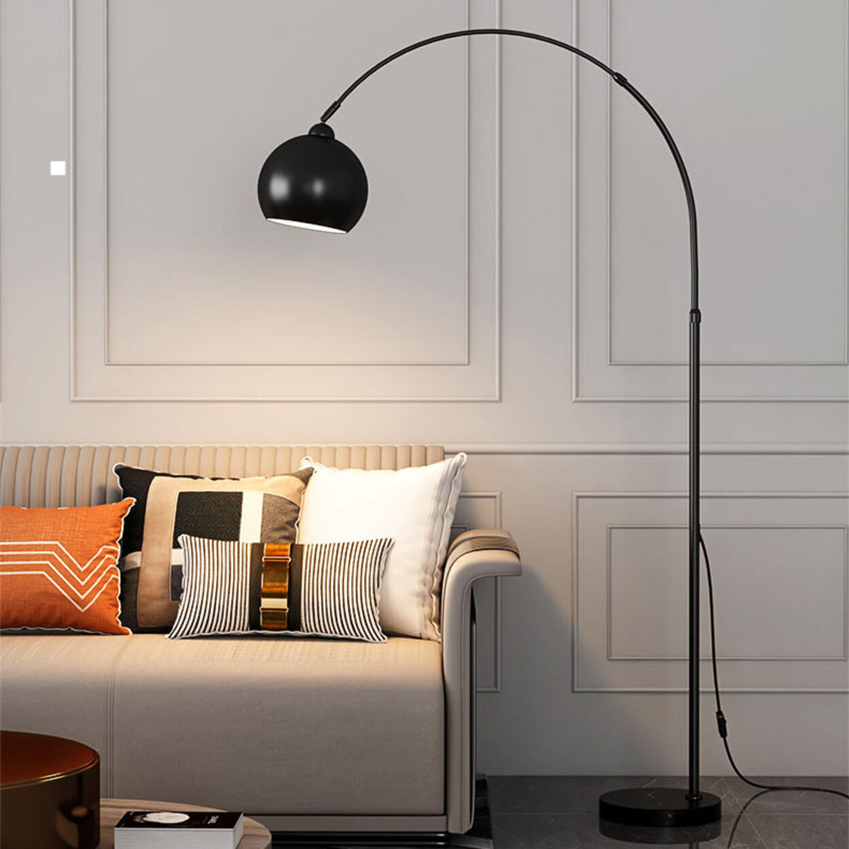 Adjustable Modern Dome Gold Arched Metal Floor Lamp Image - 3