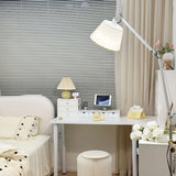 Adjustable Modern Drum Sliver Swing Arm Floor Lamp Image - 11