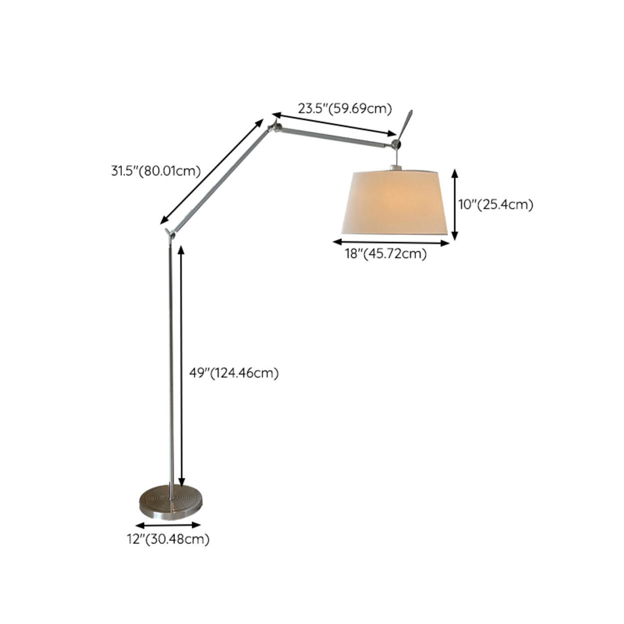 Adjustable Modern Drum Sliver Swing Arm Floor Lamp 