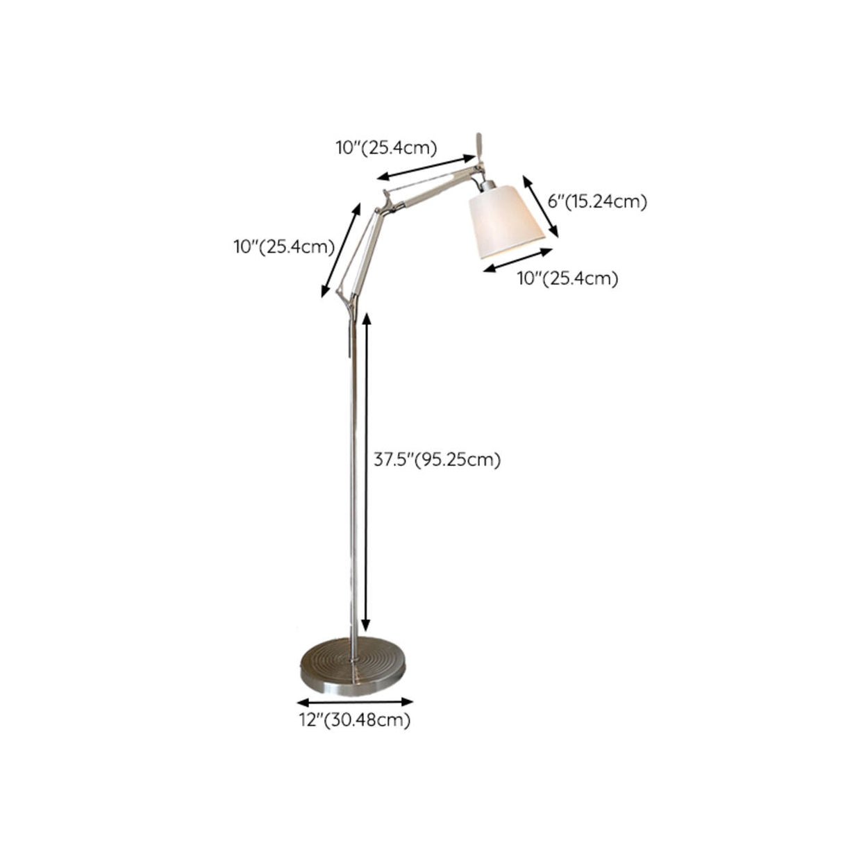 Adjustable Modern Drum Sliver Swing Arm Floor Lamp Image - 15