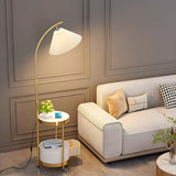 Adjustable Modern Pleated Gold Floor Lamp with Storage Image - 4