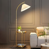 Adjustable Modern Pleated Gold Floor Lamp with Storage Image - 7