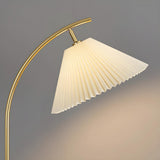 Adjustable Modern Pleated Gold Floor Lamp with Storage Image - 9