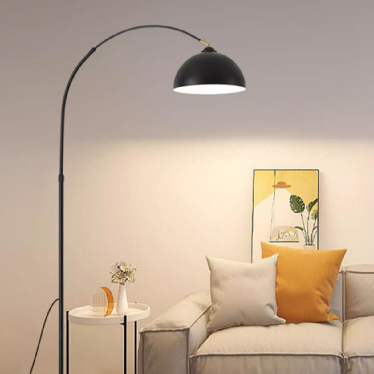 Adjustable Modish Dome Shade Arc Metal Floor Lamp Image - 14