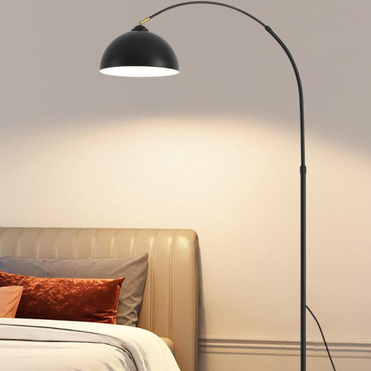 Adjustable Modish Dome Shade Arc Metal Floor Lamp Image - 2