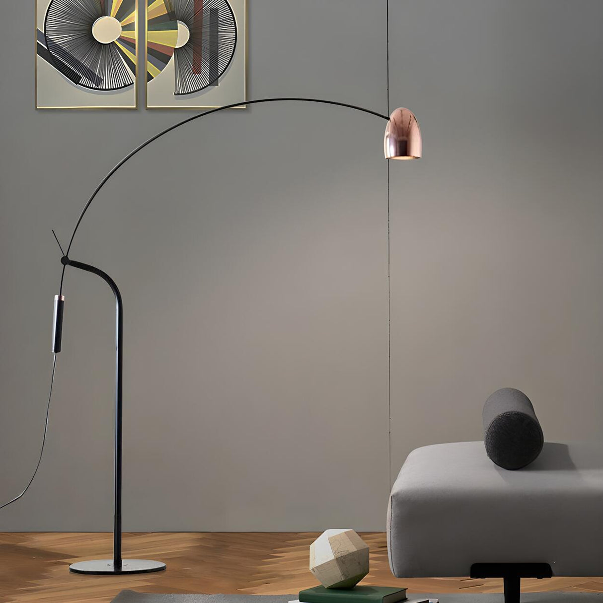 Adjustable Modish Pink Cone and Arc LED Floor Lamp Image - 1