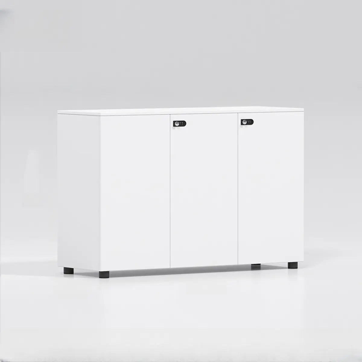 Adjustable Multi-Shelf Wood Gray-White Storage Cabinet Image - 13