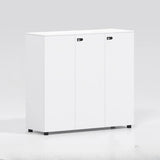 Adjustable Multi-Shelf Wood Gray-White Storage Cabinet Image - 14