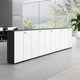 Adjustable Multi-Shelf Wood Gray-White Storage Cabinet Image - 4