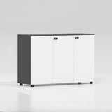 Adjustable Multi-Shelf Wood Gray-White Storage Cabinet Image - 5