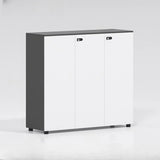 Adjustable Multi-Shelf Wood Gray-White Storage Cabinet Image - 7