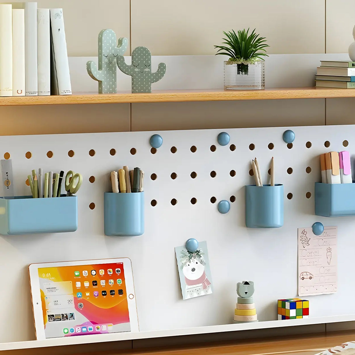 Adjustable Natural Wood Drawers T-Shape Standing Desk Image - 5