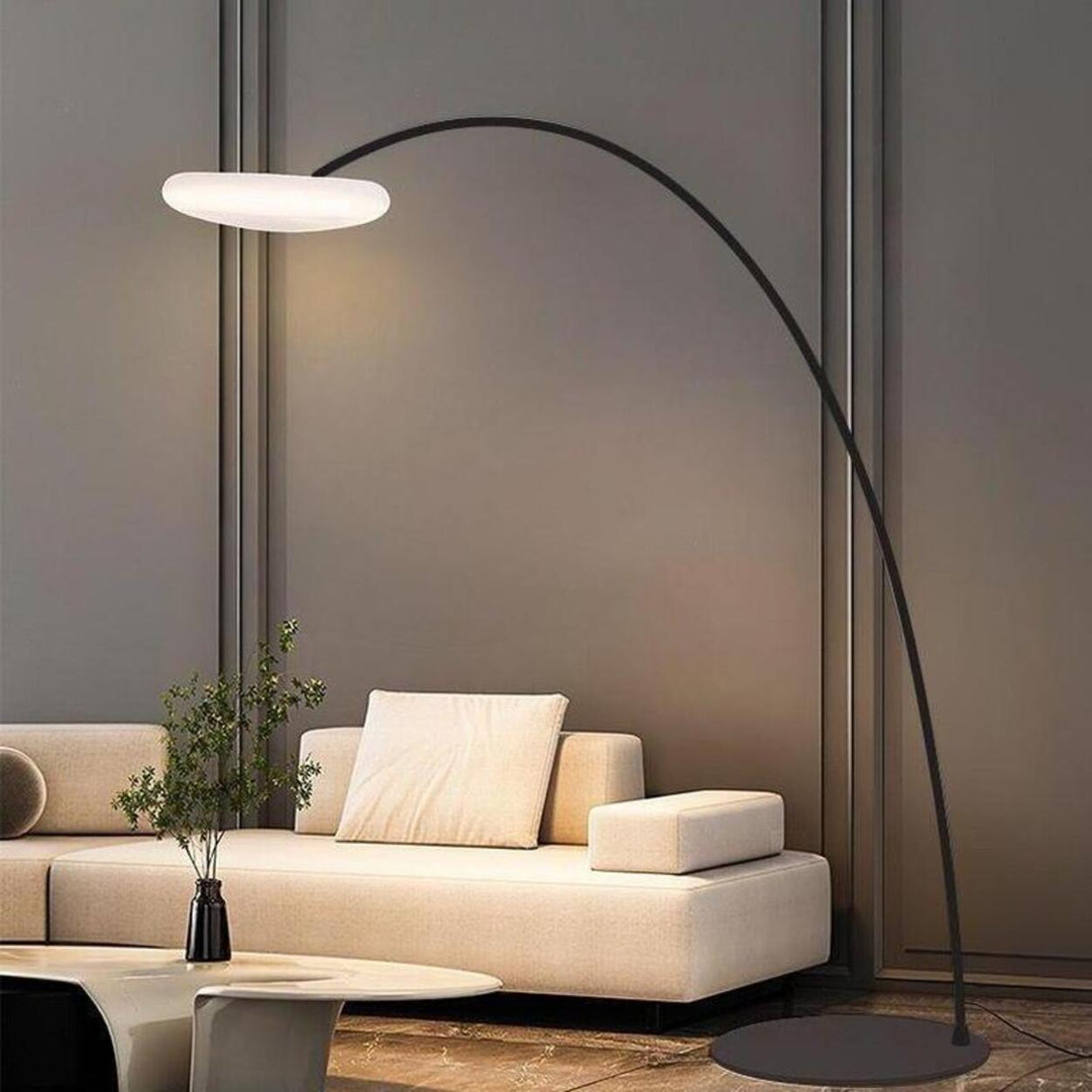 Adjustable Novelty Ring Black Arched Floor Lamp Image - 17