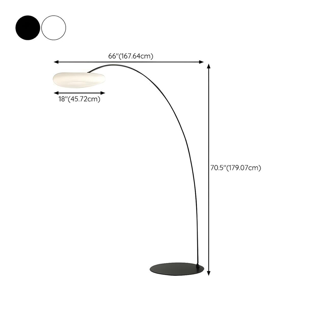 Adjustable Novelty Ring Black Arched Floor Lamp 