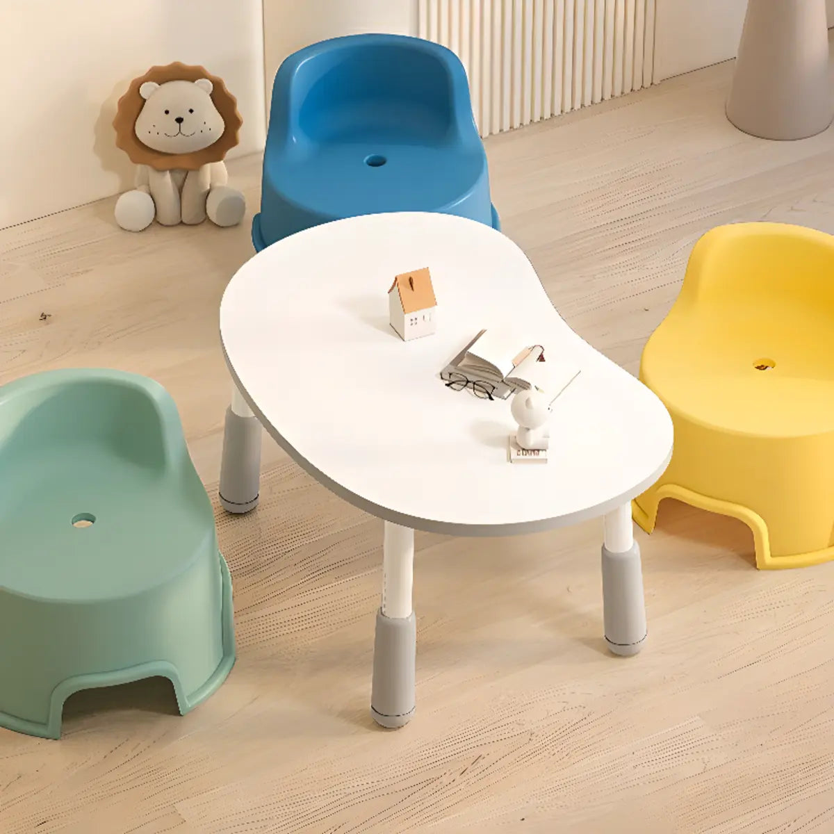 Adjustable Novelty Wood Top Toddler Table Chair Set Image - 4