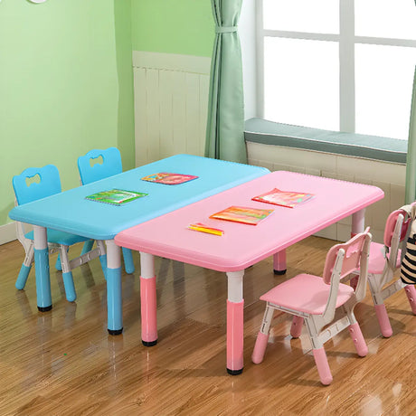 Adjustable Pink Blue Rectangle Toddler Table Chair Set Image - 1