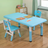 Adjustable Pink Blue Rectangle Toddler Table Chair Set Image - 4