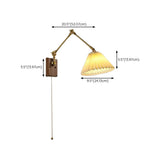 Adjustable Pleated Brass Swing Arm Wall Sconce Image - 14