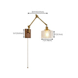 Adjustable Pleated Brass Swing Arm Wall Sconce Image - 18