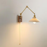 Adjustable Pleated Brass Swing Arm Wall Sconce Image - 4