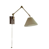 Adjustable Pleated Brass Swing Arm Wall Sconce Image - 5