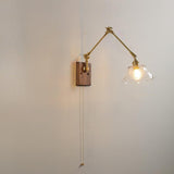 Adjustable Pleated Brass Swing Arm Wall Sconce Image - 7