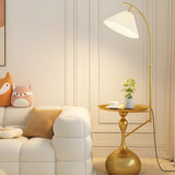 Adjustable Pleated Modern Arc Side Table Floor Lamp Image - 10