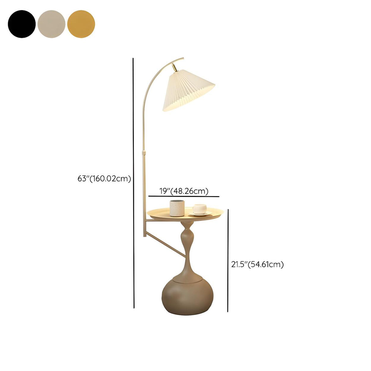 Adjustable Pleated Modern Arc Side Table Floor Lamp 