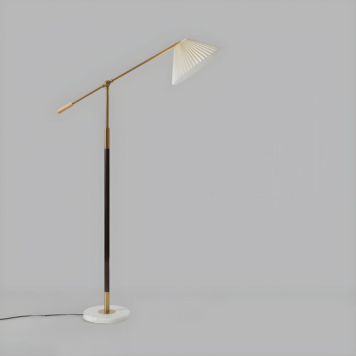 Adjustable Pleated Shade and Gold Metal Floor Lamp Image - 10