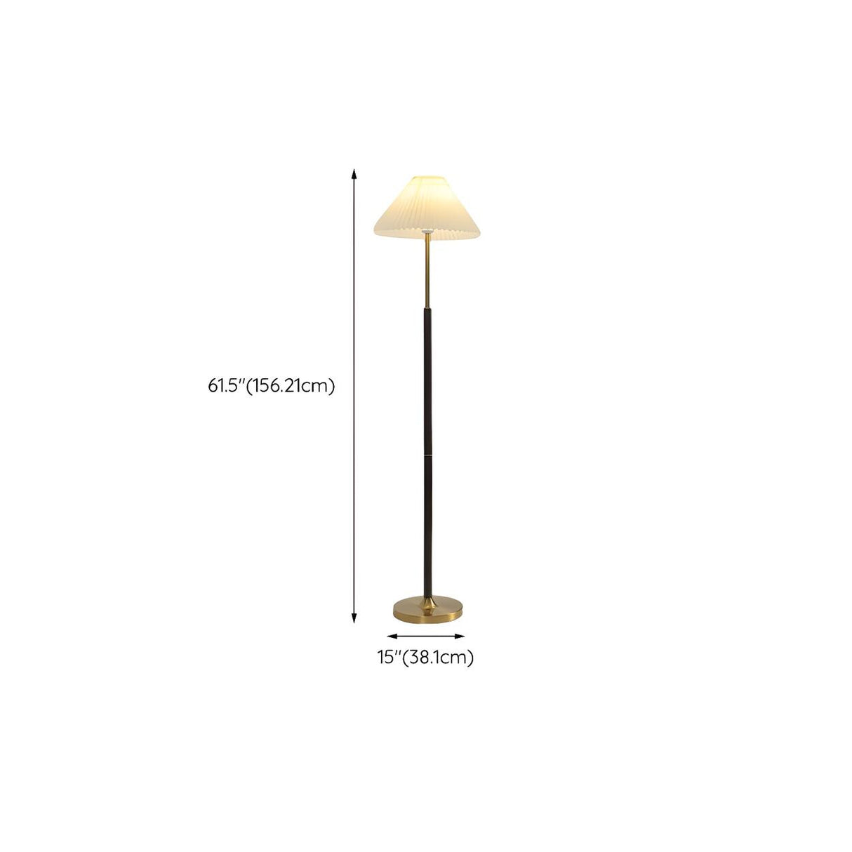 Adjustable Pleated Shade and Gold Metal Floor Lamp 