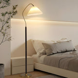 Adjustable Pleated Shade and Gold Metal Floor Lamp Image - 6