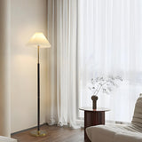 Adjustable Pleated Shade and Gold Metal Floor Lamp Image - 7