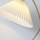 Adjustable Pleated Shade and Gold Metal Floor Lamp Image - 9