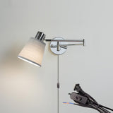 Adjustable Pleated Shade Chrome Swing Arm Wall Sconce Image - 16