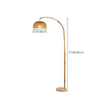 Adjustable Rattan Bowl Bamboo Arc Metal Floor Lamp #size