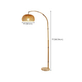 Adjustable Rattan Bowl Bamboo Arc Metal Floor Lamp Image - 11