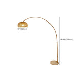 Adjustable Rattan Bowl Bamboo Arc Metal Floor Lamp Image - 12