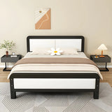 Adjustable Rectangular Iron White Queen Headboard Slat Bed Image - 3