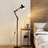 Adjustable Red Bowl Industrial Swing Arm Floor Lamp Image - 11