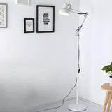 Adjustable Red Bowl Industrial Swing Arm Floor Lamp Image - 3