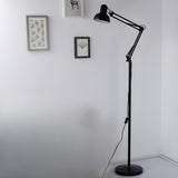 Adjustable Red Bowl Industrial Swing Arm Floor Lamp Image - 5