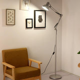 Adjustable Red Bowl Industrial Swing Arm Floor Lamp Image - 6