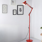 Adjustable Red Bowl Industrial Swing Arm Floor Lamp Image - 7