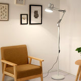 Adjustable Red Bowl Industrial Swing Arm Floor Lamp Image - 8