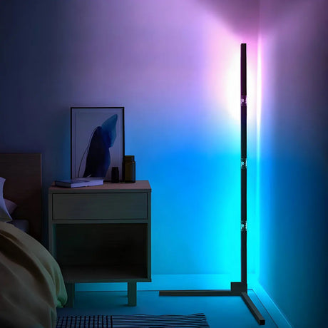 Adjustable RGB Light Minimalist Linear Metal Floor Lamp Image - 1