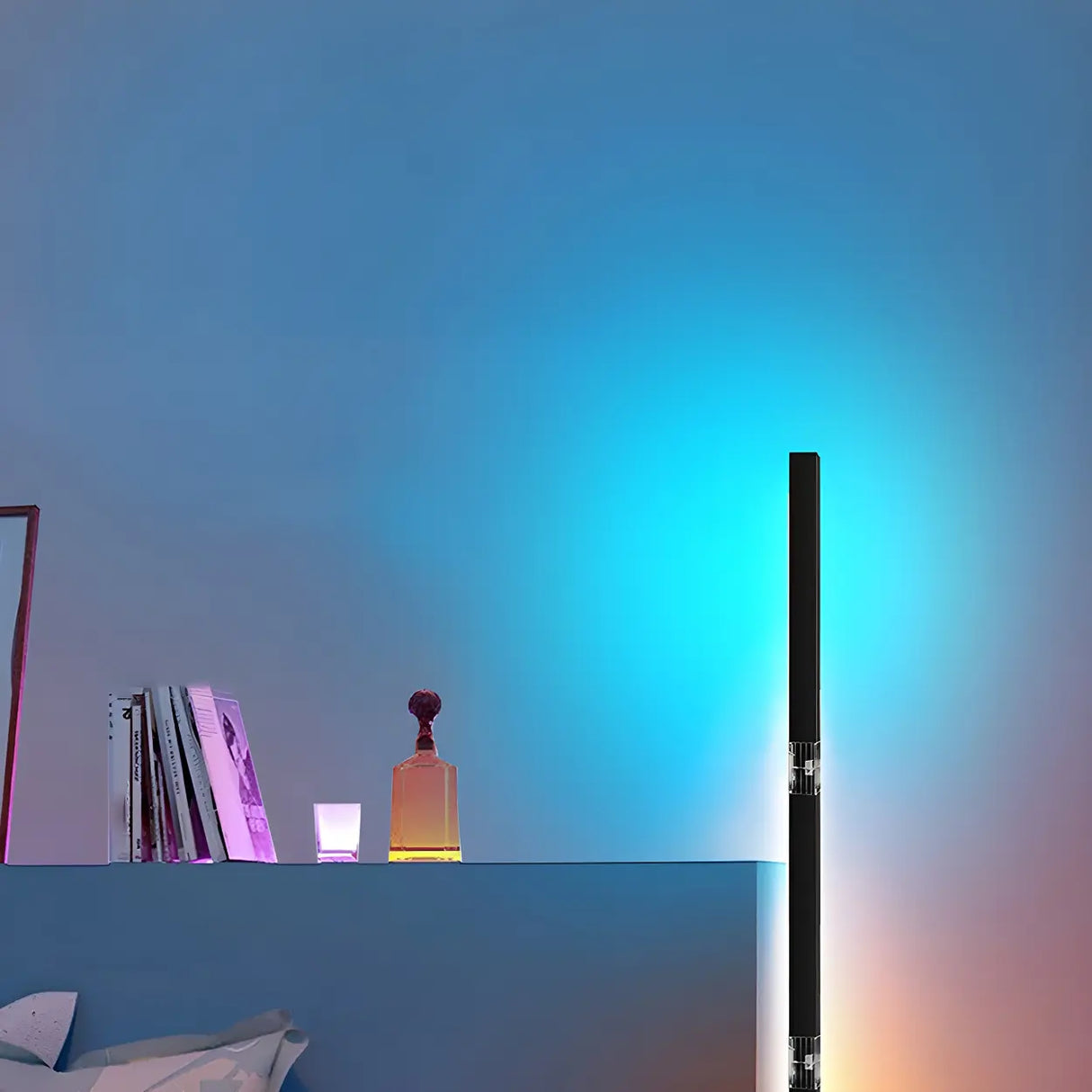 Adjustable RGB Light Minimalist Linear Metal Floor Lamp Image - 10