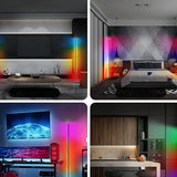 Adjustable RGB Light Minimalist Linear Metal Floor Lamp Image - 4