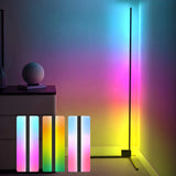 Adjustable RGB Light Minimalist Linear Metal Floor Lamp Image - 8