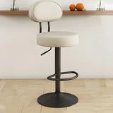 Adjustable Round Leather Backrest Swivel Bar Stool Grey Image - 12