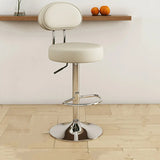 Adjustable Round Leather Backrest Swivel Bar Stool Grey Image - 19